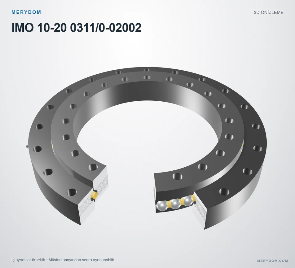 IMO 10-20 0311/0-02002 için MERYDOM muadil döner tabla rulmanının 3D model önizlemesi.