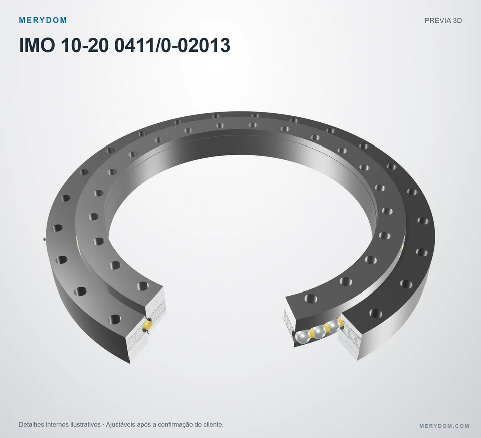 Prévia do modelo 3D do rolamento de giro de substituição MERYDOM para IMO 10-20 0411/0-02013.
