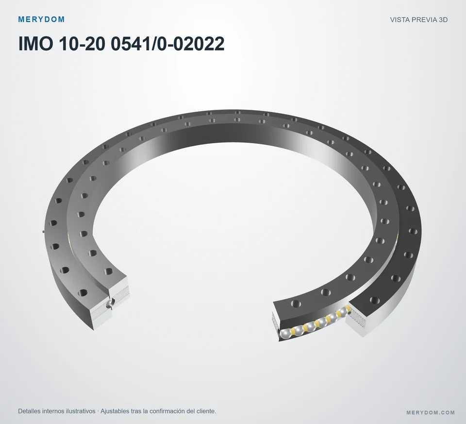 Vista previa del modelo 3D de la corona de giro de sustitución MERYDOM para IMO 10-20 0541/0-02022.