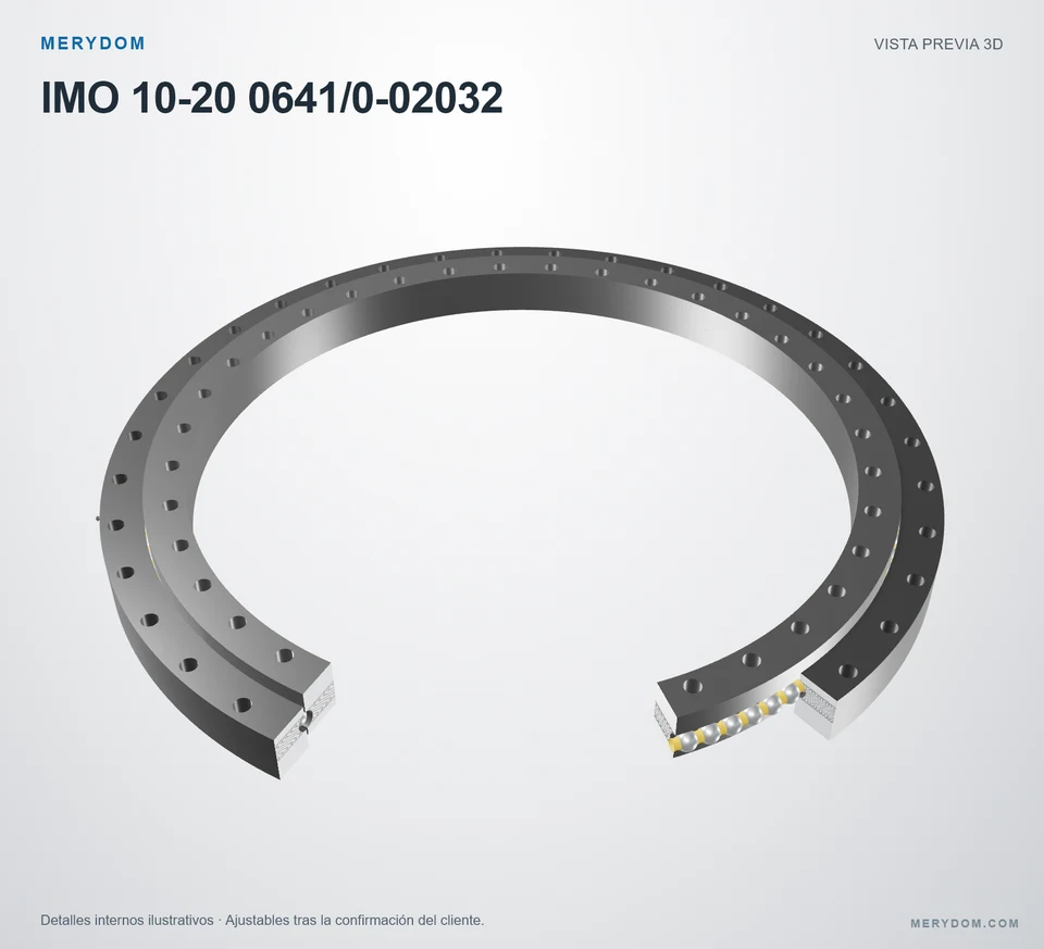 Vista previa del modelo 3D de la corona de giro de sustitución MERYDOM para IMO 10-20 0641/0-02032.