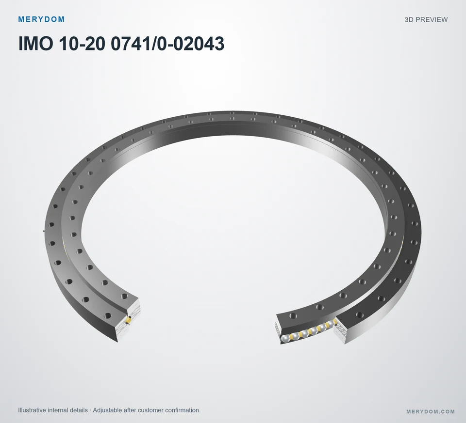 3D model preview of the MERYDOM replacement slewing bearing for IMO 10-20 0741/0-02043.