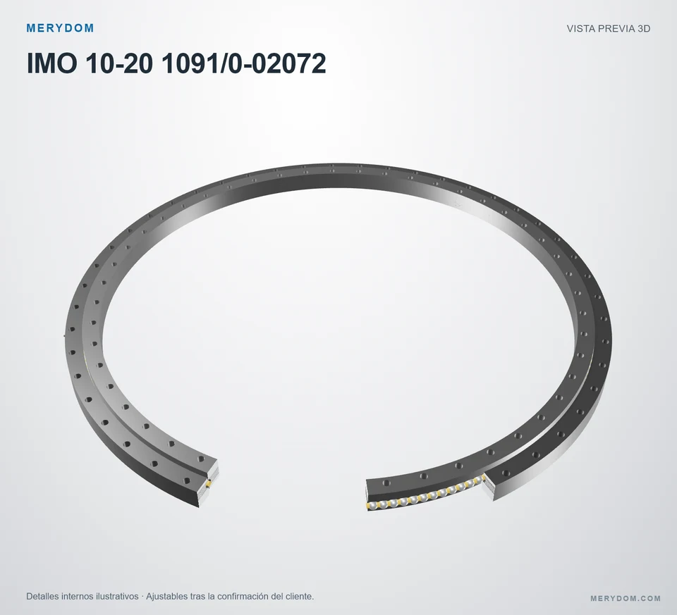 Vista previa del modelo 3D de la corona de giro de sustitución MERYDOM para IMO 10-20 1091/0-02072.