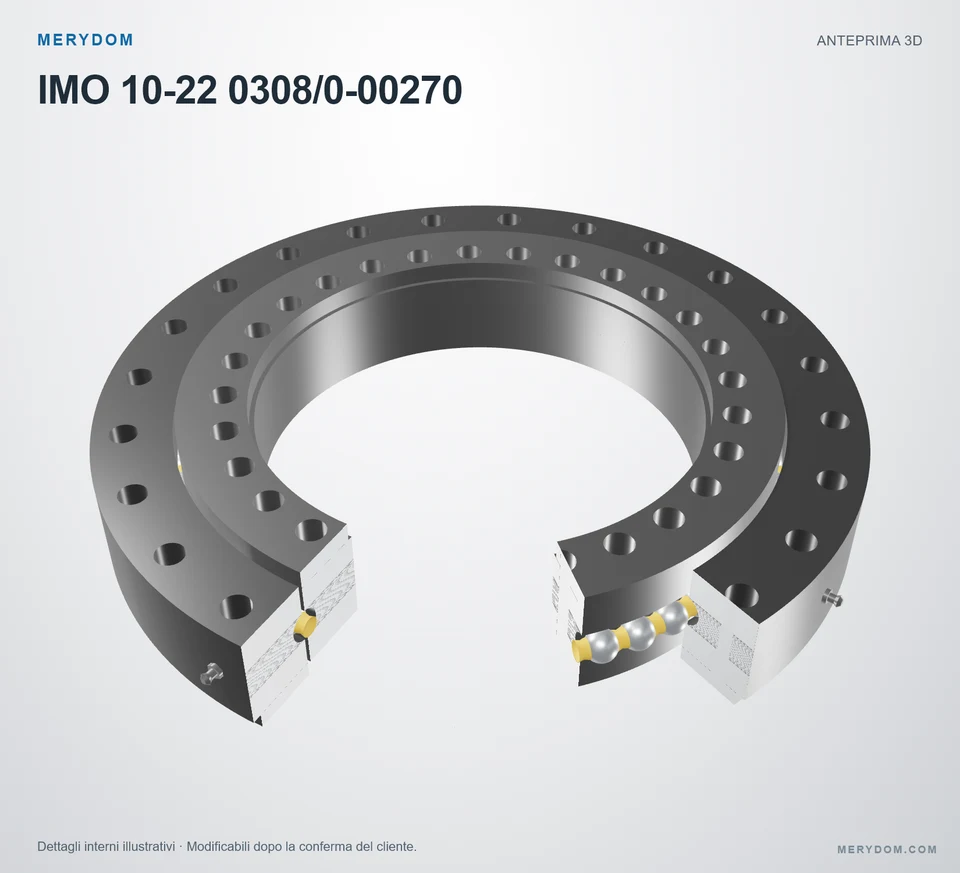Anteprima del modello 3D del cuscinetto di rotazione sostitutivo MERYDOM per IMO 10-22 0308/0-00270.
