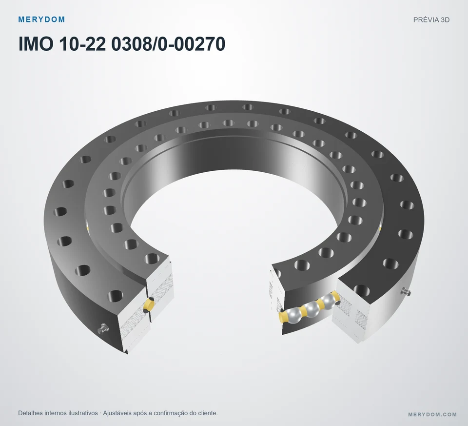 Prévia do modelo 3D do rolamento de giro de substituição MERYDOM para IMO 10-22 0308/0-00270.