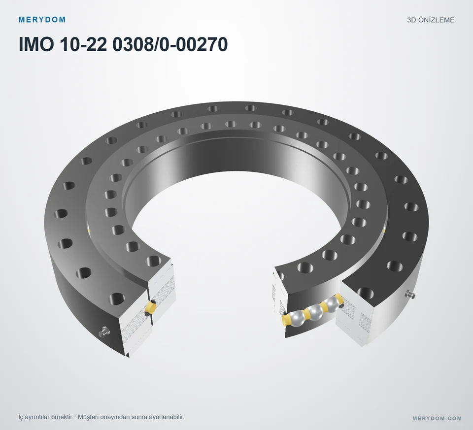 IMO 10-22 0308/0-00270 için MERYDOM muadil döner tabla rulmanının 3D model önizlemesi.