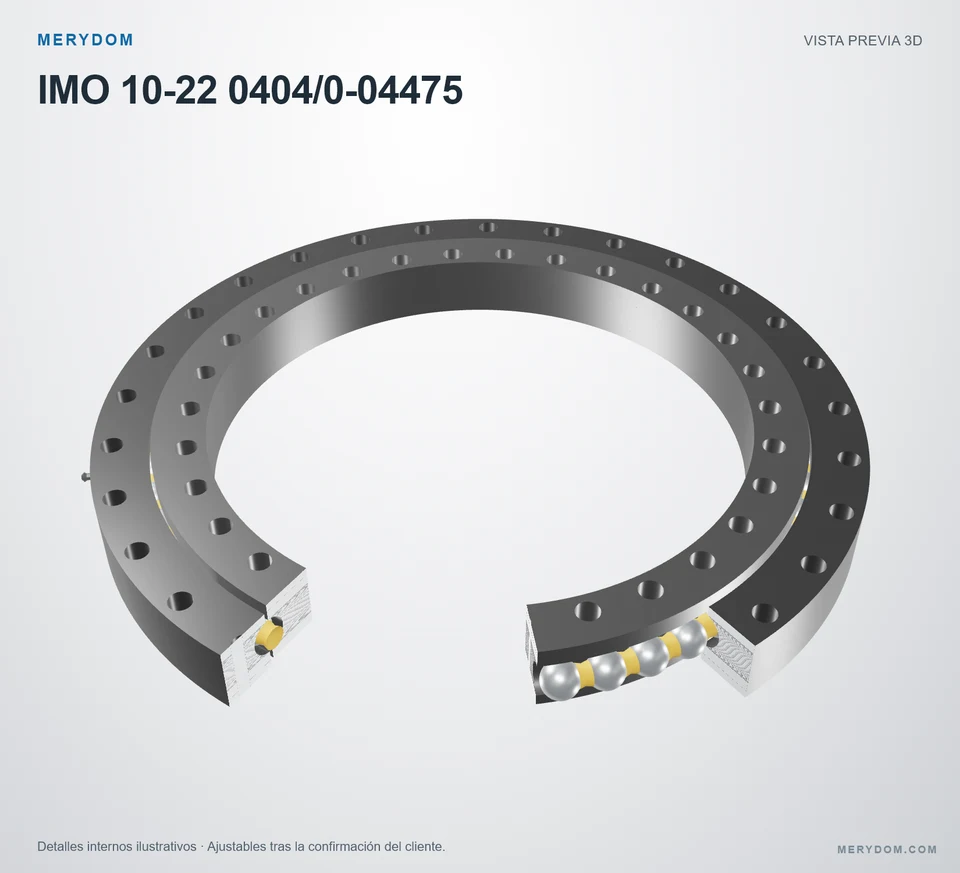Vista previa del modelo 3D de la corona de giro de sustitución MERYDOM para IMO 10-22 0404/0-04475.