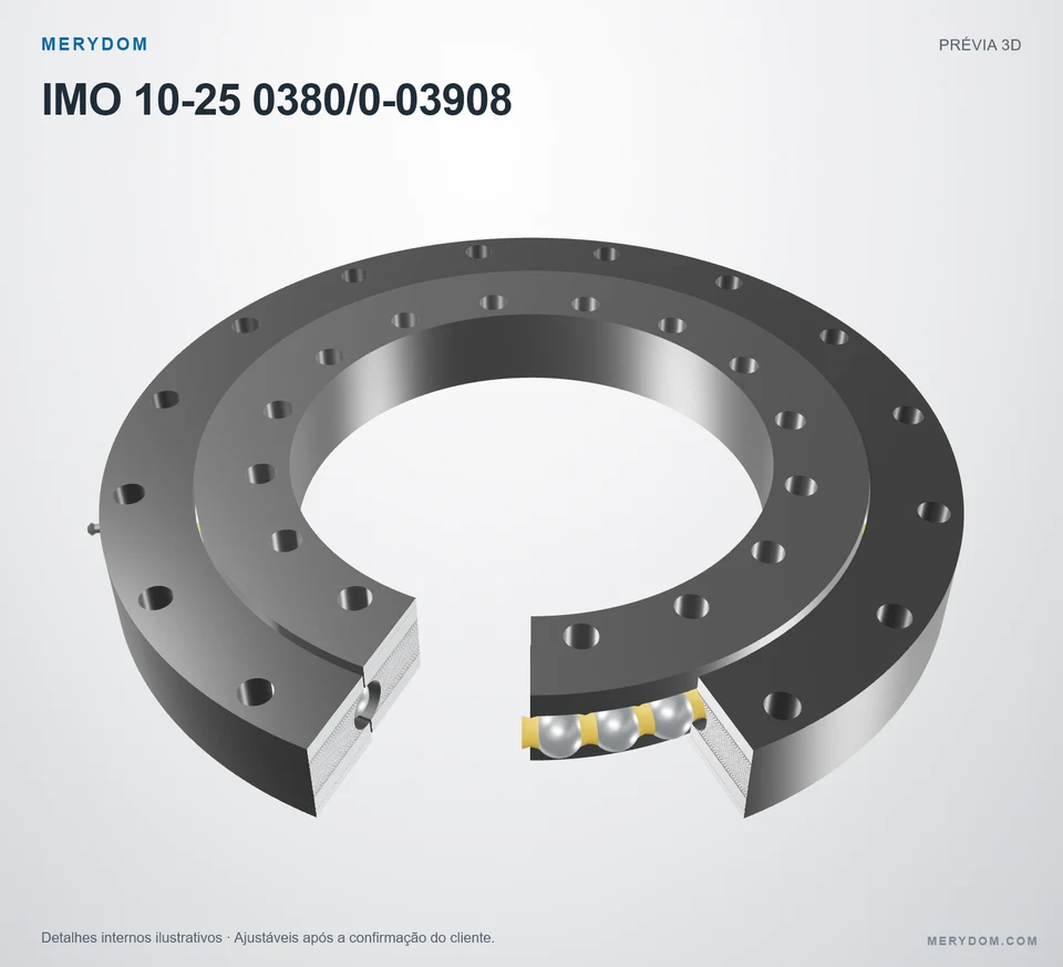 Prévia do modelo 3D do rolamento de giro de substituição MERYDOM para IMO 10-25 0380/0-03908.