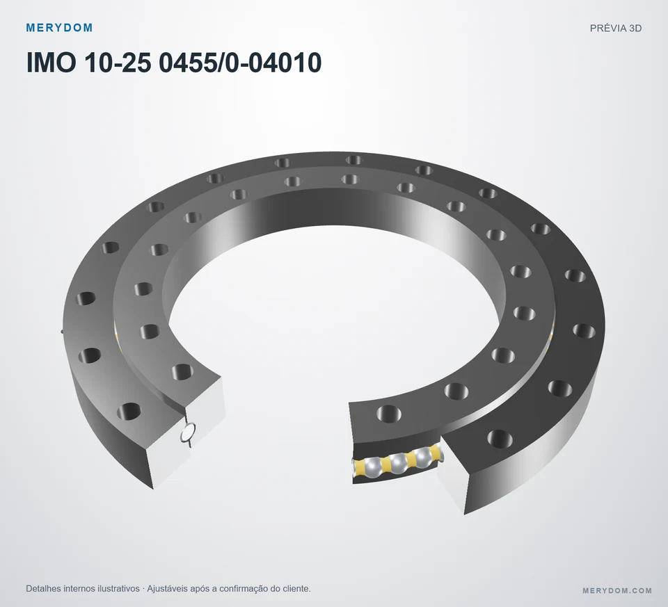 Prévia do modelo 3D do rolamento de giro de substituição MERYDOM para IMO 10-25 0455/0-04010.