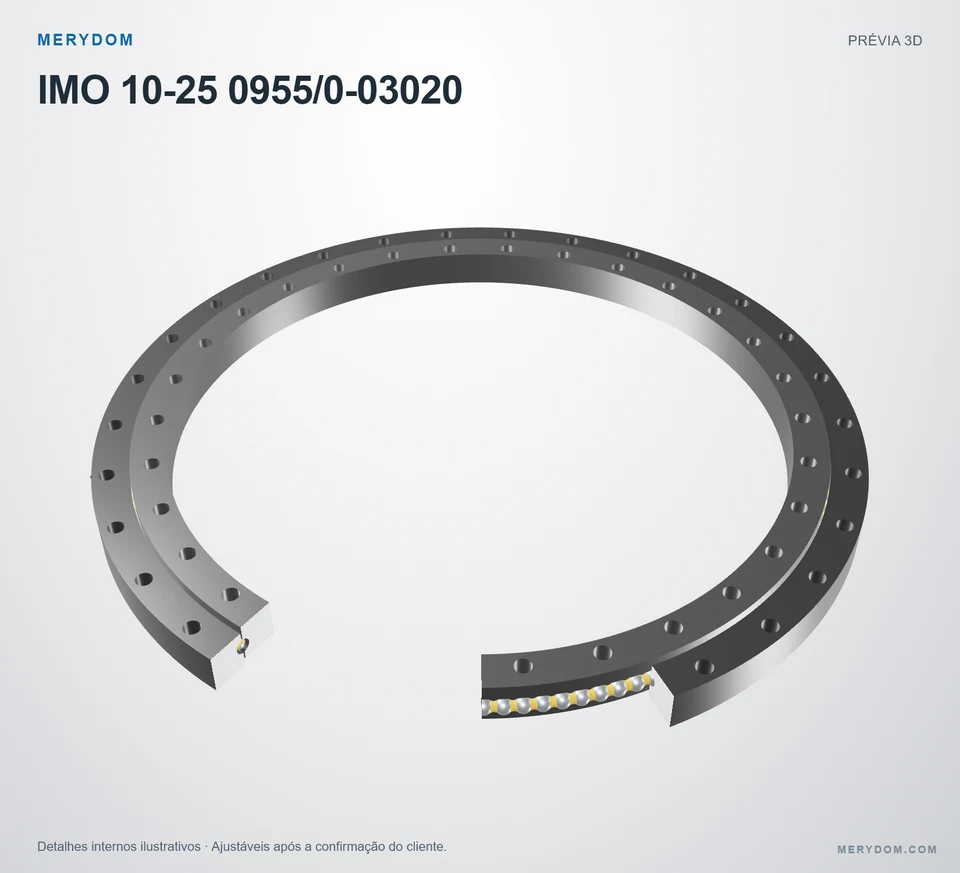 Prévia do modelo 3D do rolamento de giro de substituição MERYDOM para IMO 10-25 0955/0-03020.