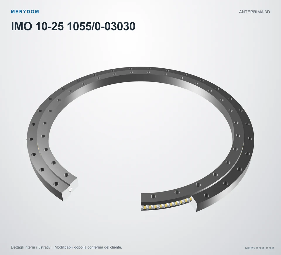 Anteprima del modello 3D del cuscinetto di rotazione sostitutivo MERYDOM per IMO 10-25 1055/0-03030.