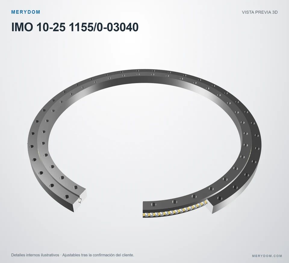 Vista previa del modelo 3D de la corona de giro de sustitución MERYDOM para IMO 10-25 1155/0-03040.