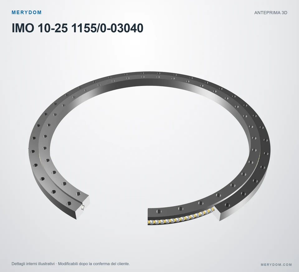 Anteprima del modello 3D del cuscinetto di rotazione sostitutivo MERYDOM per IMO 10-25 1155/0-03040.