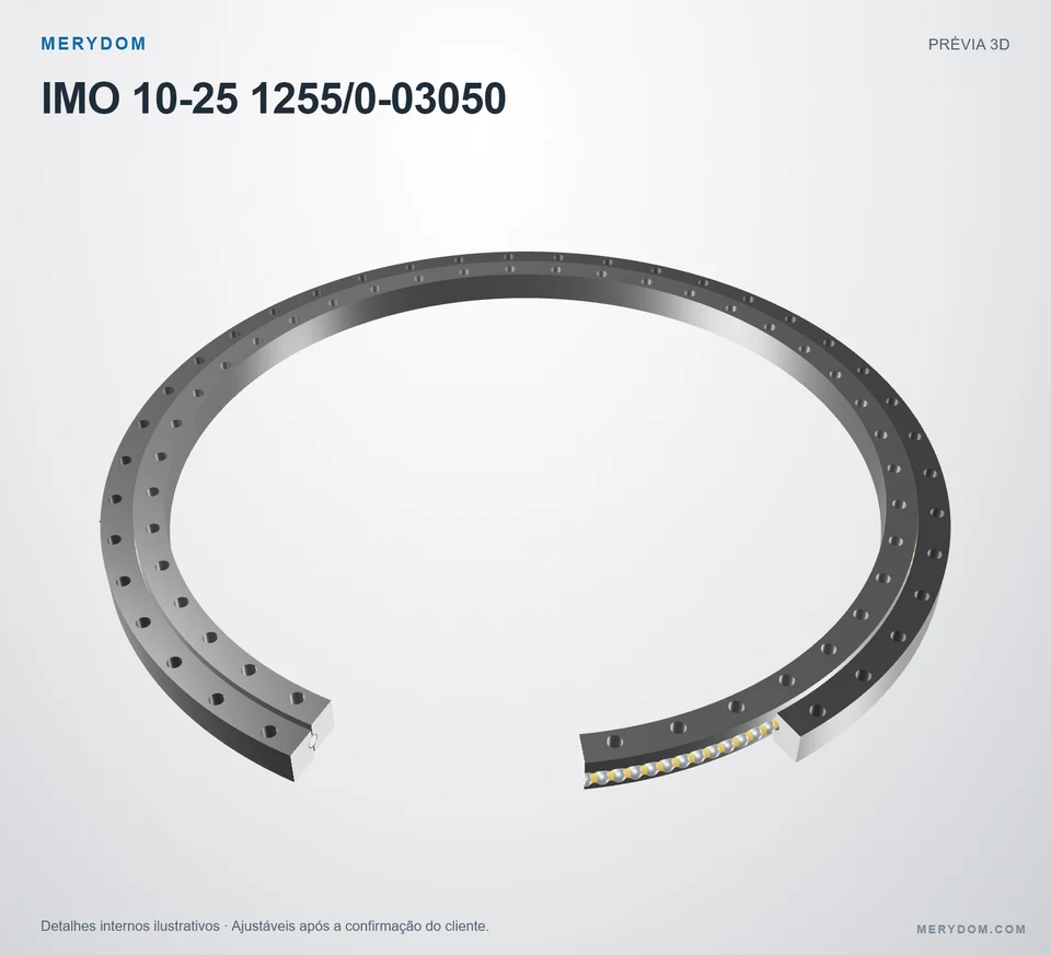 Prévia do modelo 3D do rolamento de giro de substituição MERYDOM para IMO 10-25 1255/0-03050.