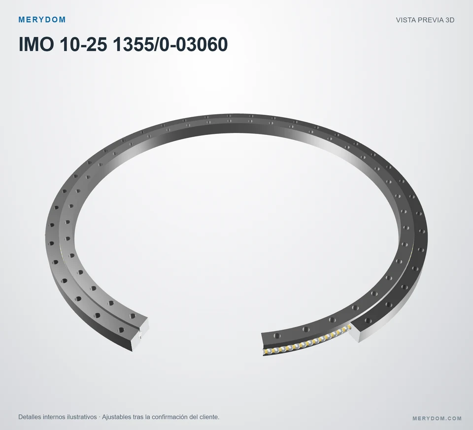 Vista previa del modelo 3D de la corona de giro de sustitución MERYDOM para IMO 10-25 1355/0-03060.