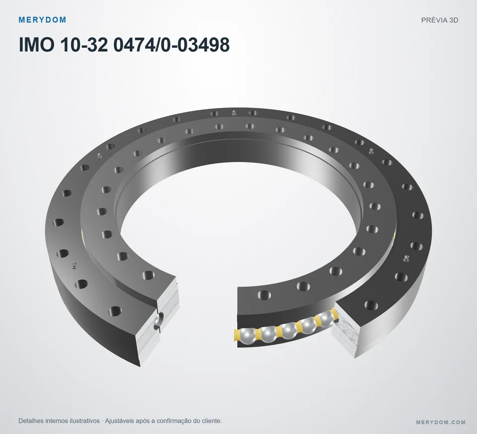 Prévia do modelo 3D do rolamento de giro de substituição MERYDOM para IMO 10-32 0474/0-03498.