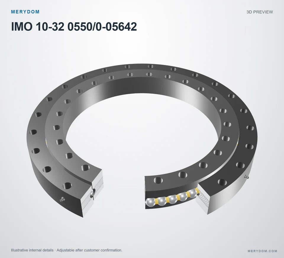 3D model preview of the MERYDOM replacement slewing bearing for IMO 10-32 0550/0-05642.