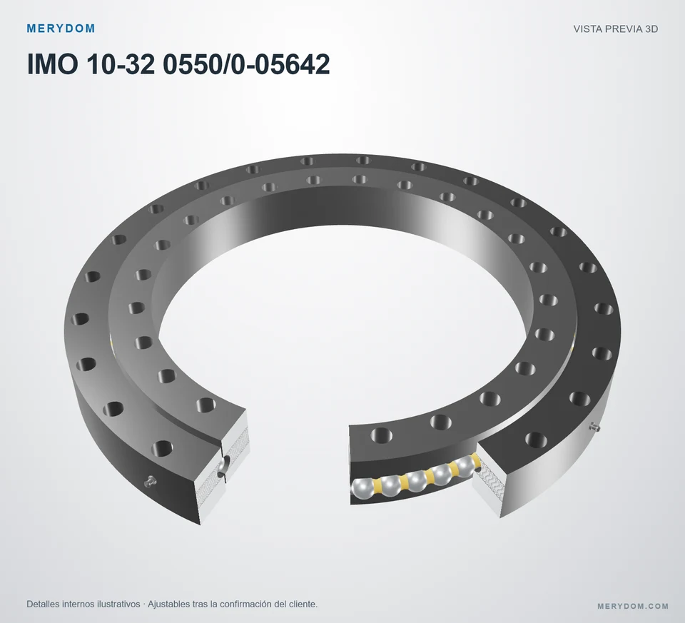 Vista previa del modelo 3D de la corona de giro de sustitución MERYDOM para IMO 10-32 0550/0-05642.