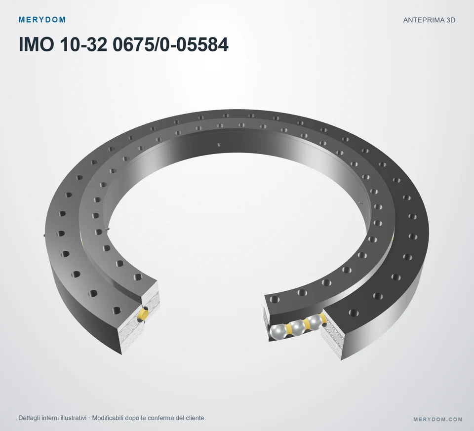 Anteprima del modello 3D del cuscinetto di rotazione sostitutivo MERYDOM per IMO 10-32 0675/0-05584.