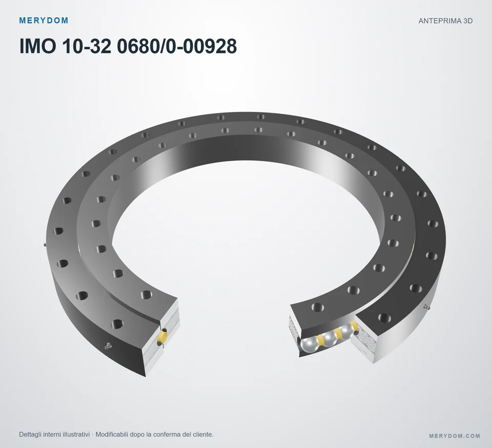 Anteprima del modello 3D del cuscinetto di rotazione sostitutivo MERYDOM per IMO 10-32 0680/0-00928.