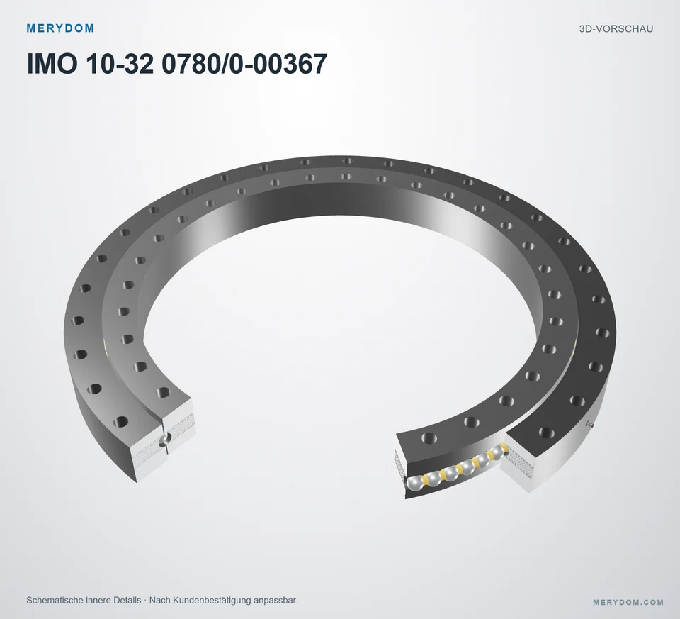 Vorschau des 3D-Modells des MERYDOM-Ersatzdrehkranzes für IMO 10-32 0780/0-00367.