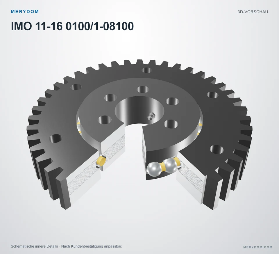 Vorschau des 3D-Modells des MERYDOM-Ersatzdrehkranzes für IMO 11-16 0100/1-08100.