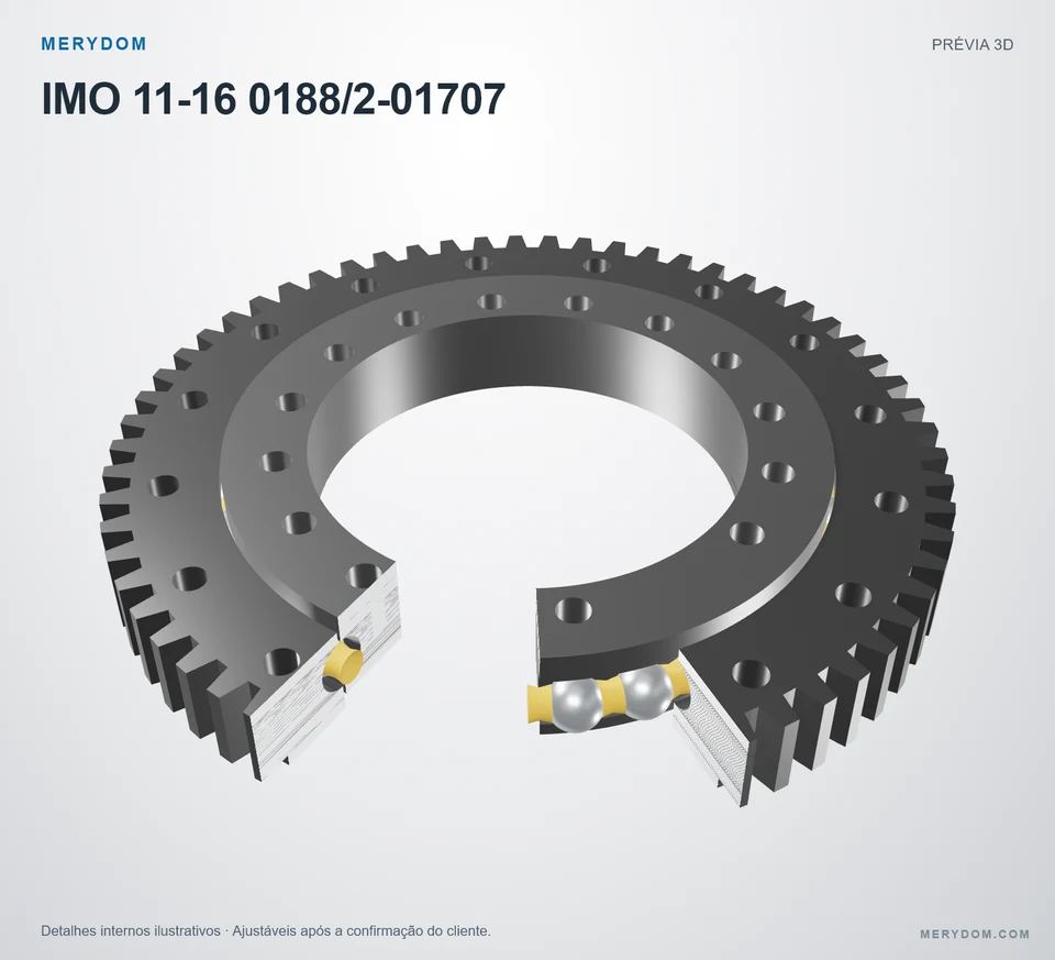 Prévia do modelo 3D do rolamento de giro de substituição MERYDOM para IMO 11-16 0188/2-01707.