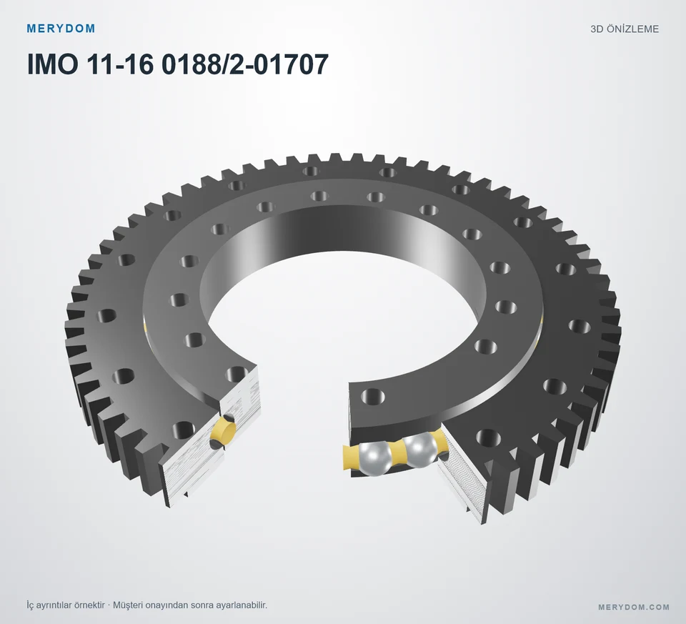 IMO 11-16 0188/2-01707 için MERYDOM muadil döner tabla rulmanının 3D model önizlemesi.