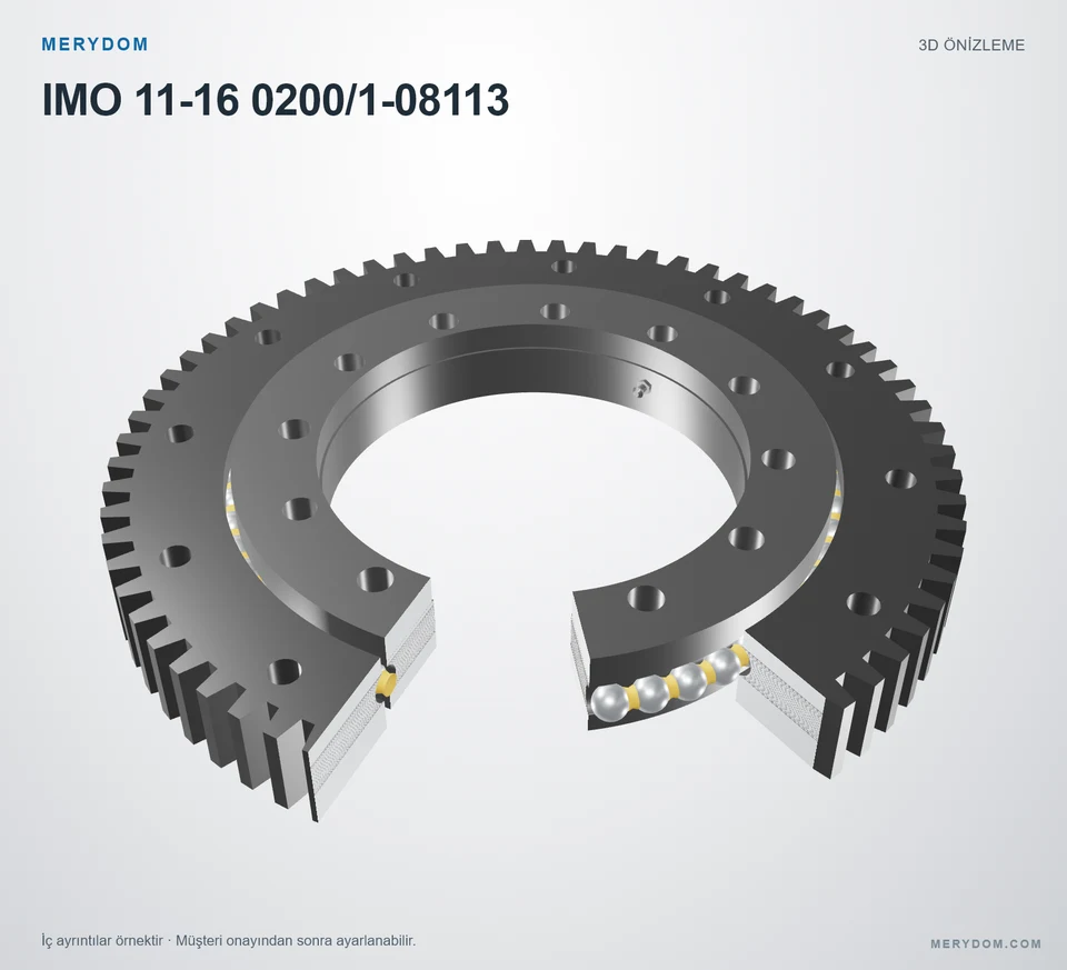 IMO 11-16 0200/1-08113 için MERYDOM muadil döner tabla rulmanının 3D model önizlemesi.