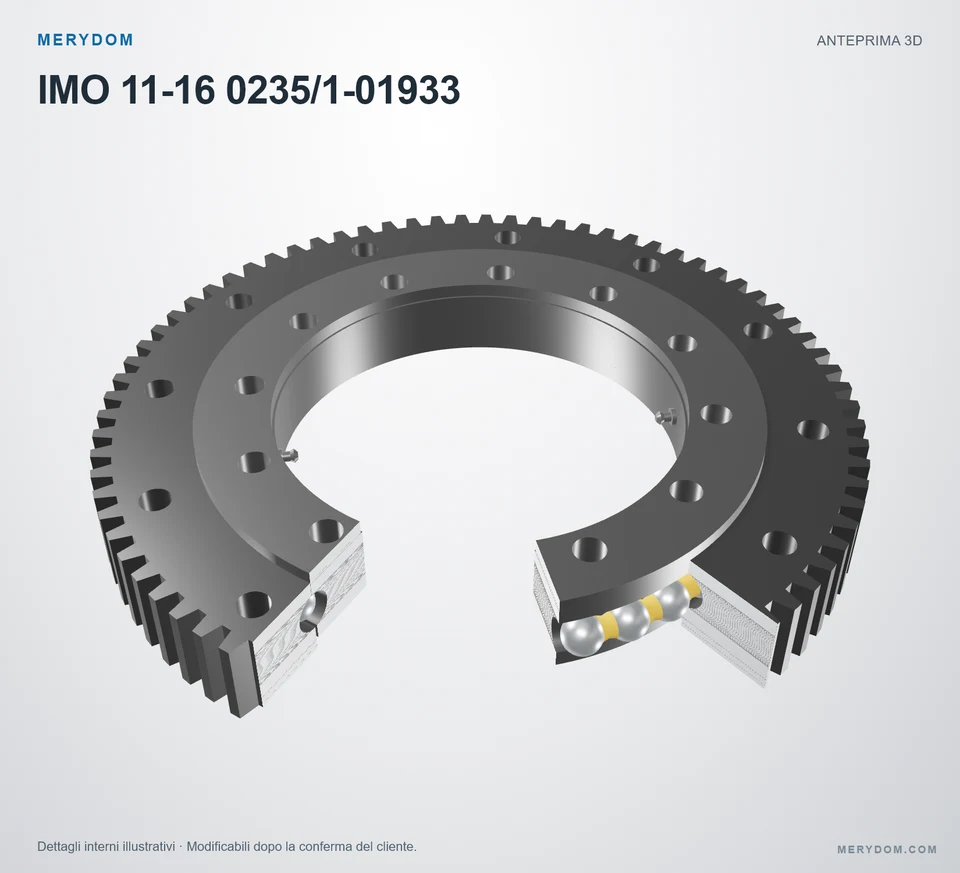 Anteprima del modello 3D del cuscinetto di rotazione sostitutivo MERYDOM per IMO 11-16 0235/1-01933.