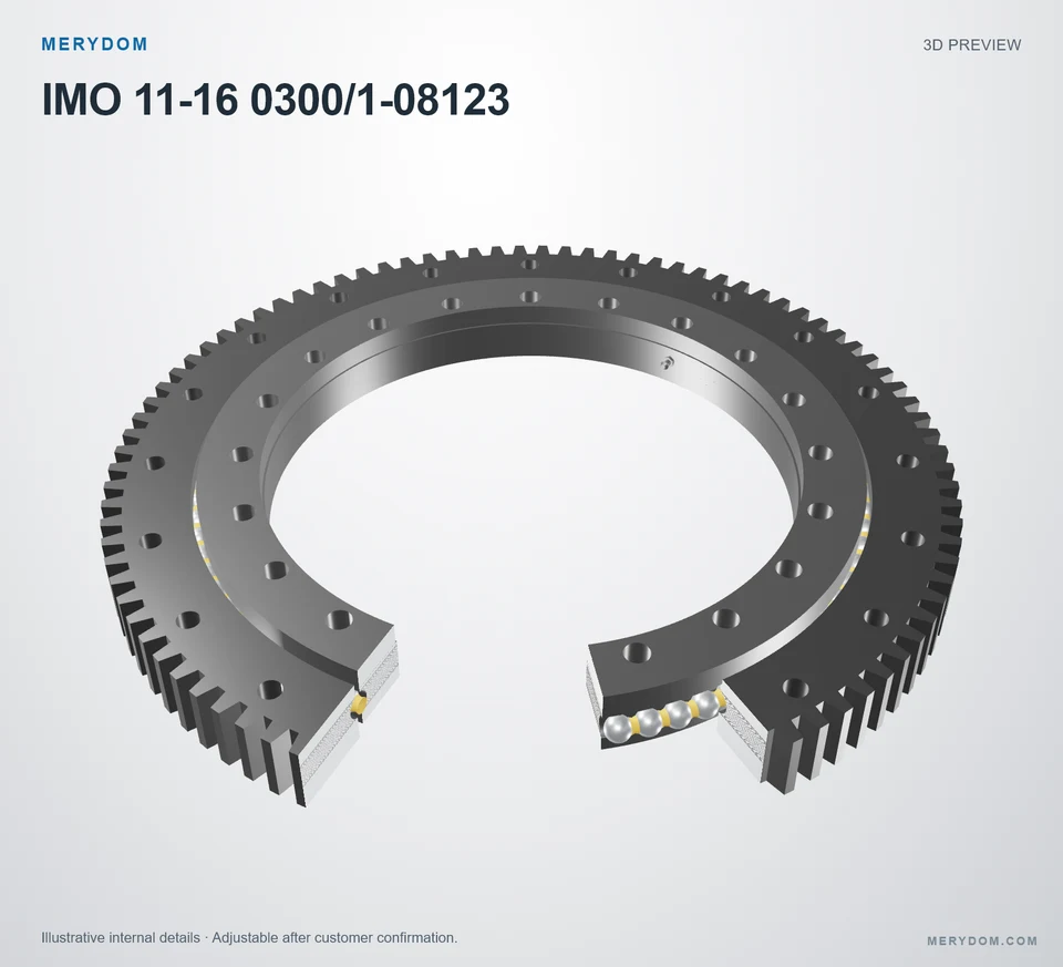 3D model preview of the MERYDOM replacement slewing bearing for IMO 11-16 0300/1-08123.