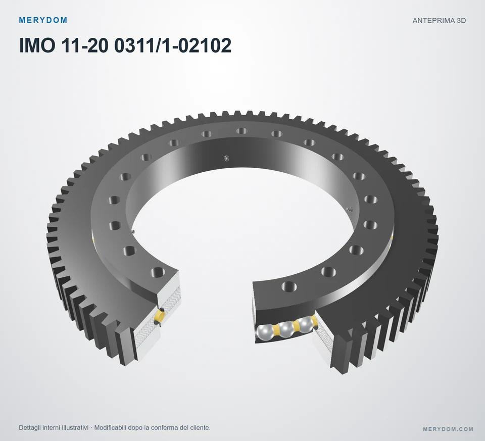 Anteprima del modello 3D del cuscinetto di rotazione sostitutivo MERYDOM per IMO 11-20 0311/1-02102.