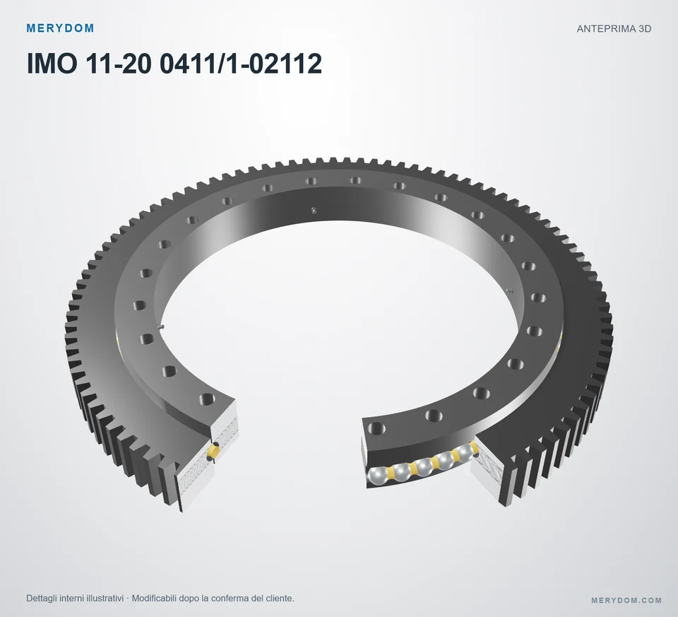 Anteprima del modello 3D del cuscinetto di rotazione sostitutivo MERYDOM per IMO 11-20 0411/1-02112.