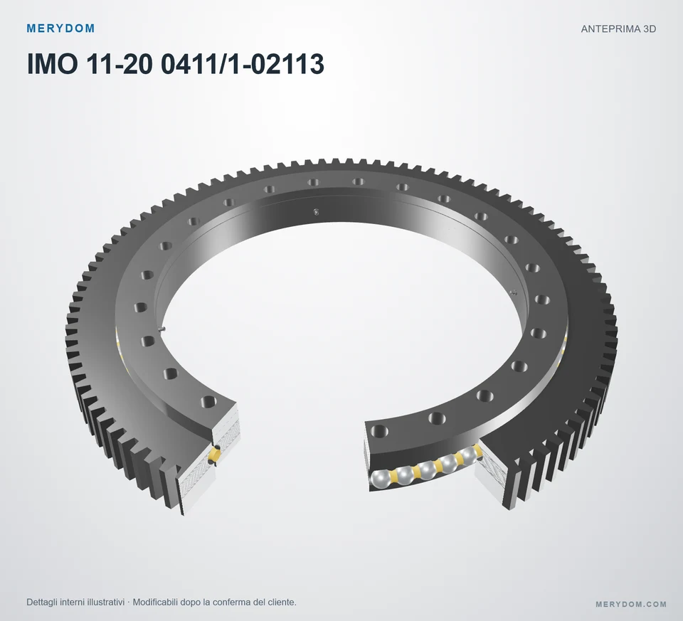 Anteprima del modello 3D del cuscinetto di rotazione sostitutivo MERYDOM per IMO 11-20 0411/1-02113.