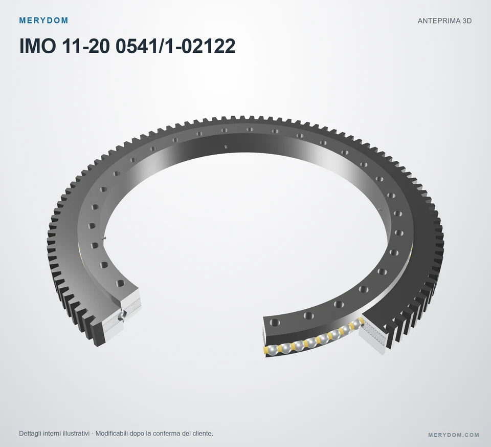 Anteprima del modello 3D del cuscinetto di rotazione sostitutivo MERYDOM per IMO 11-20 0541/1-02122.