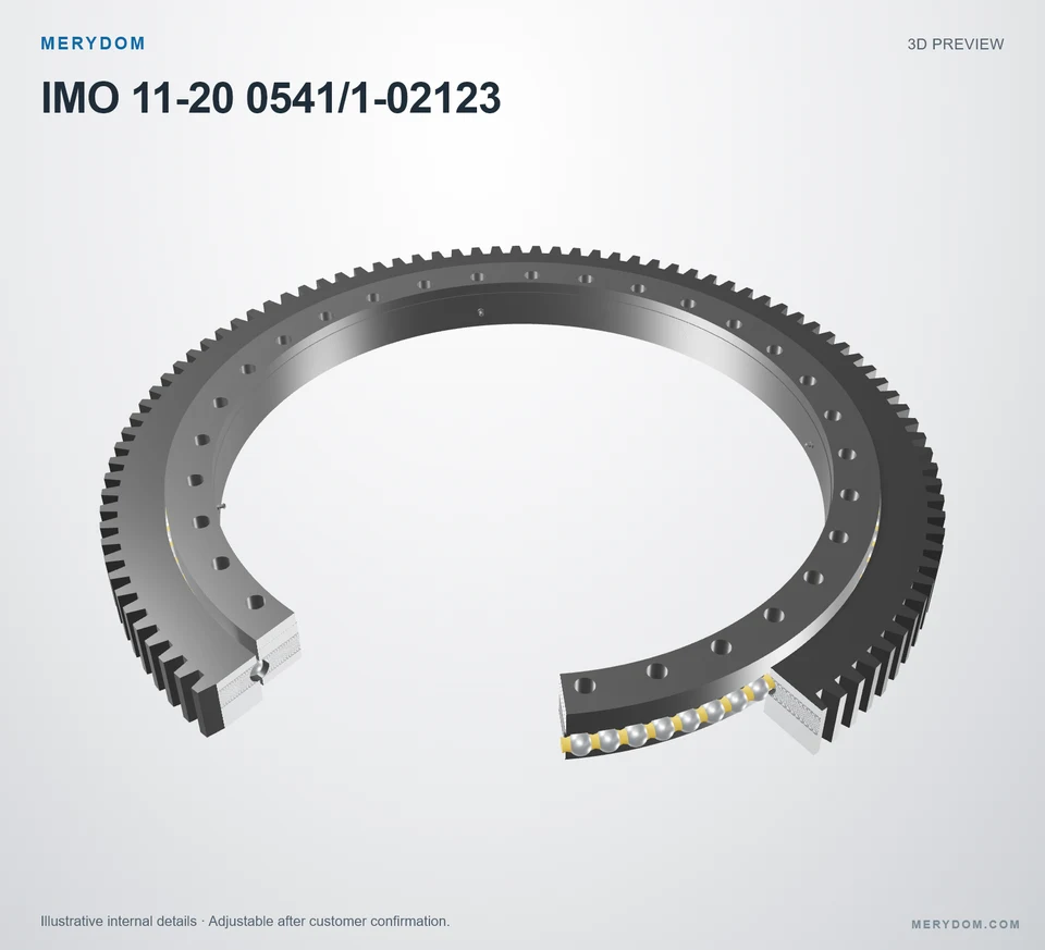 3D model preview of the MERYDOM replacement slewing bearing for IMO 11-20 0541/1-02123.