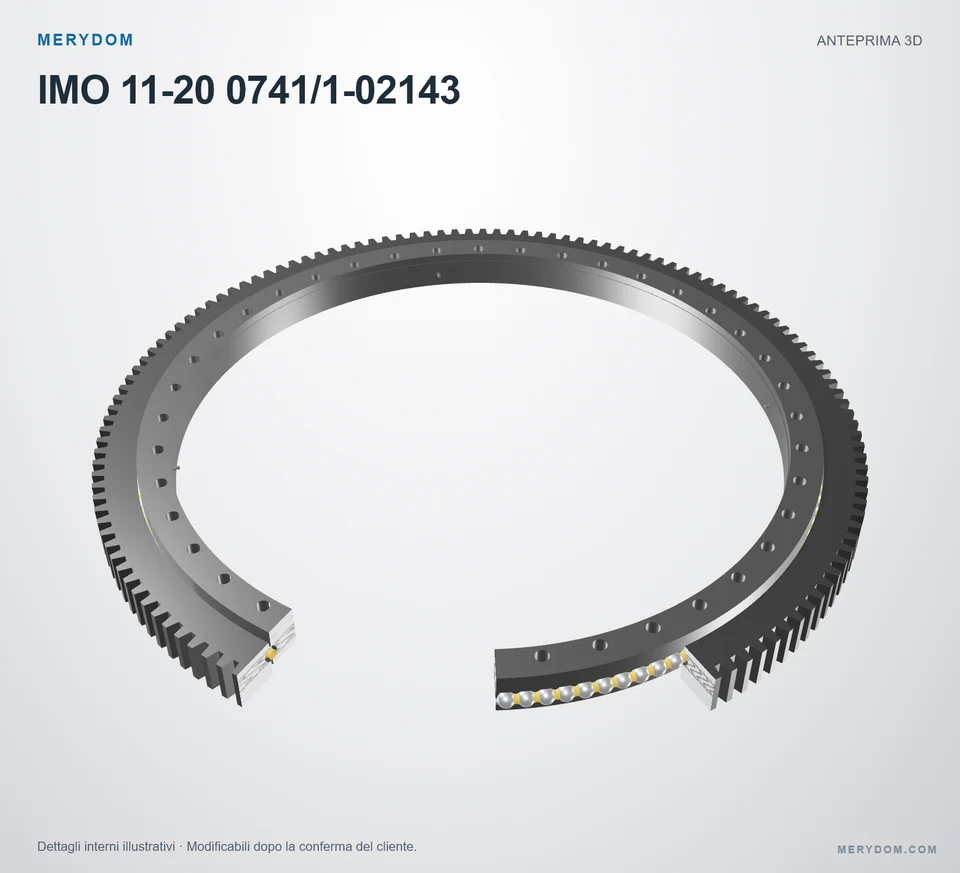 Anteprima del modello 3D del cuscinetto di rotazione sostitutivo MERYDOM per IMO 11-20 0741/1-02143.