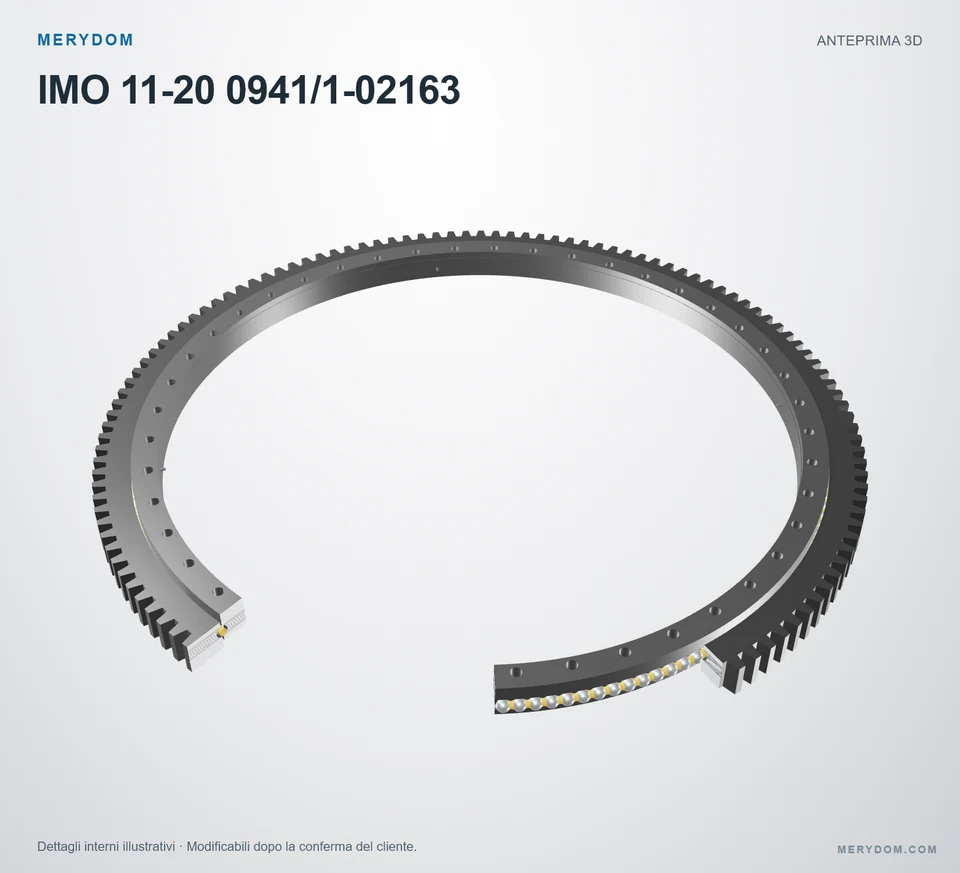 Anteprima del modello 3D del cuscinetto di rotazione sostitutivo MERYDOM per IMO 11-20 0941/1-02163.