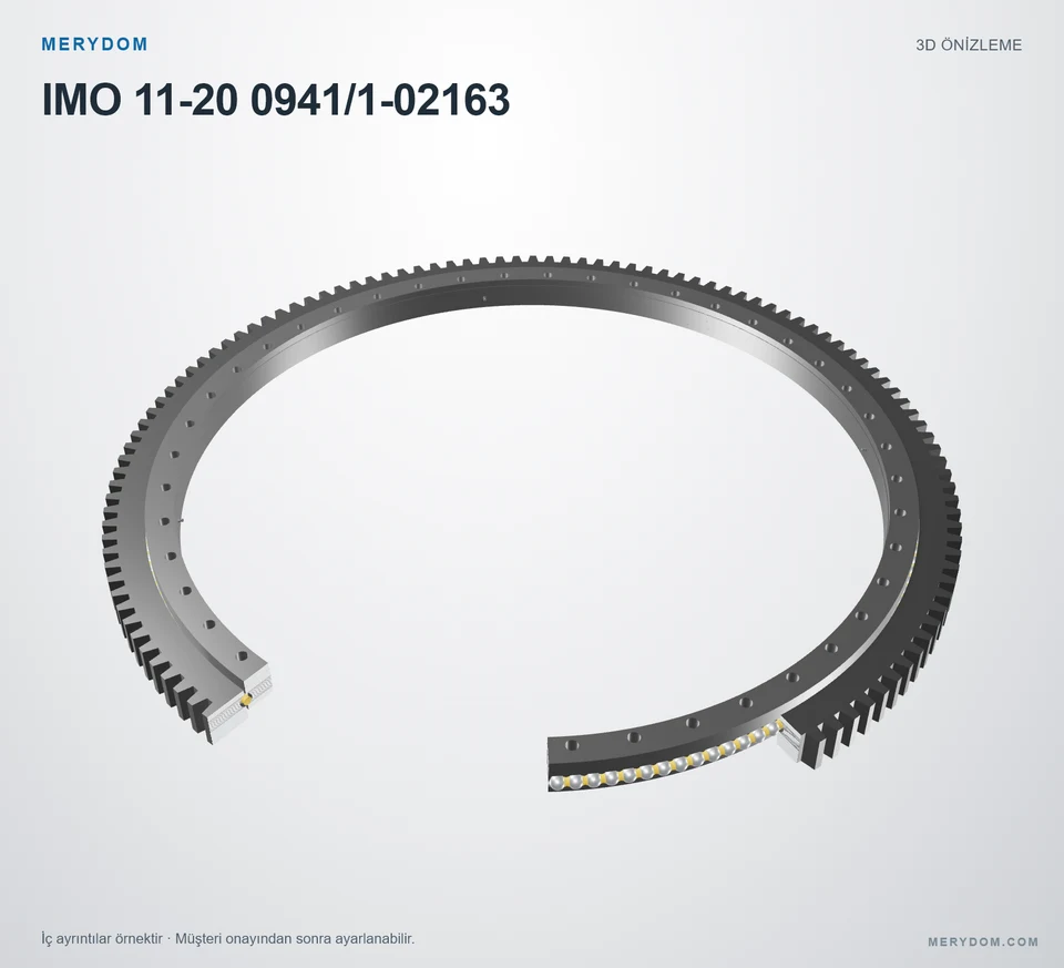 IMO 11-20 0941/1-02163 için MERYDOM muadil döner tabla rulmanının 3D model önizlemesi.