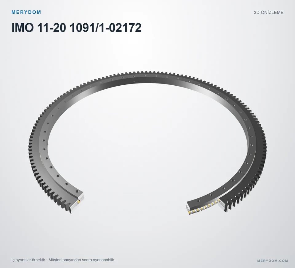 IMO 11-20 1091/1-02172 için MERYDOM muadil döner tabla rulmanının 3D model önizlemesi.