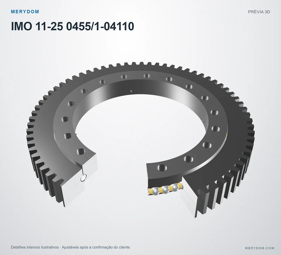 Prévia do modelo 3D do rolamento de giro de substituição MERYDOM para IMO 11-25 0455/1-04110.
