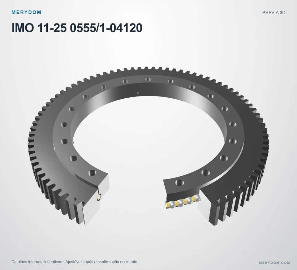 Prévia do modelo 3D do rolamento de giro de substituição MERYDOM para IMO 11-25 0555/1-04120.