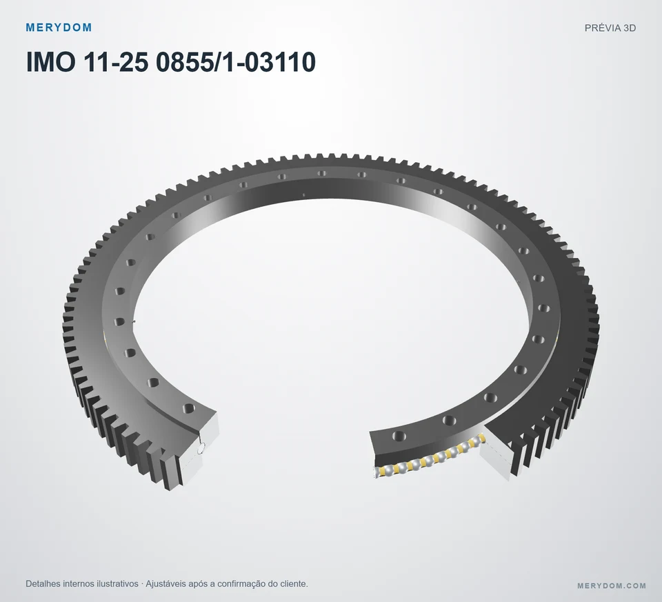 Prévia do modelo 3D do rolamento de giro de substituição MERYDOM para IMO 11-25 0855/1-03110.