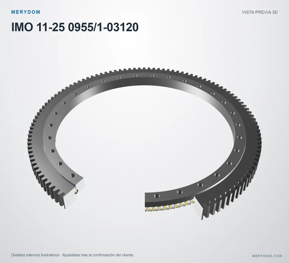 Vista previa del modelo 3D de la corona de giro de sustitución MERYDOM para IMO 11-25 0955/1-03120.