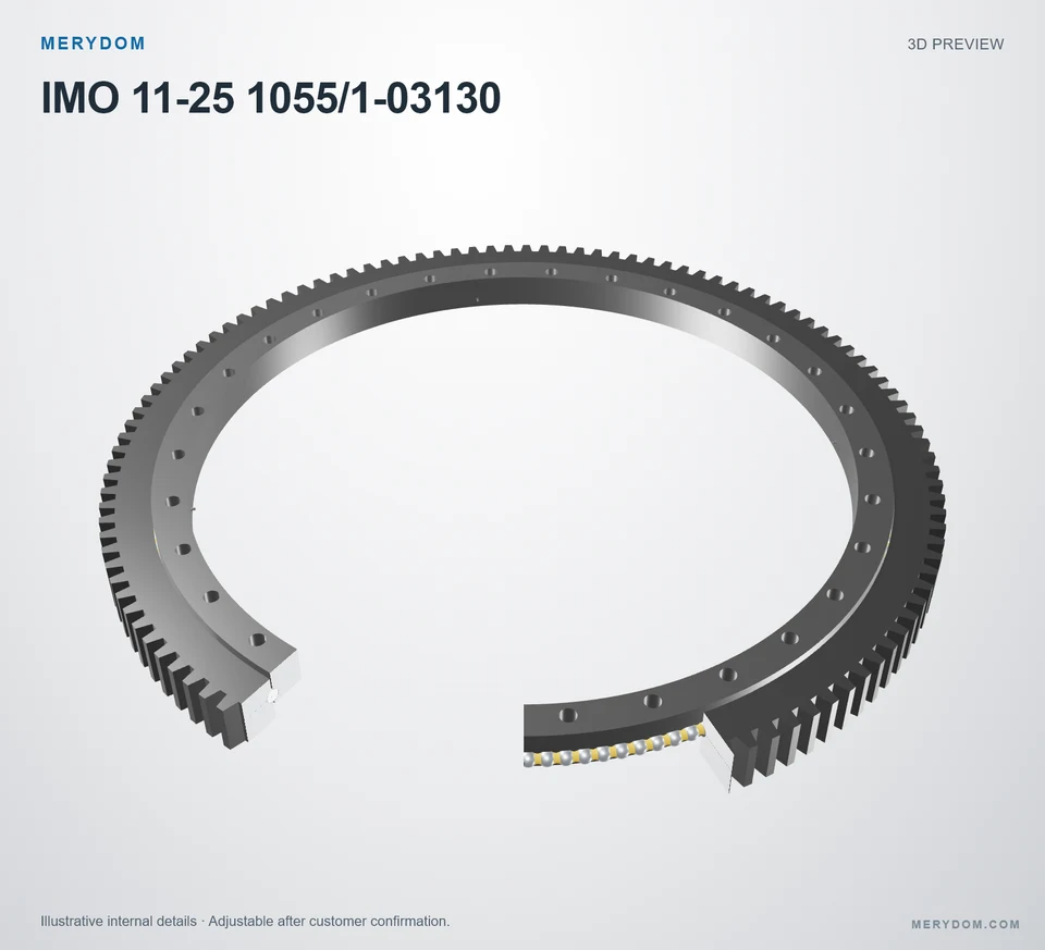 3D model preview of the MERYDOM replacement slewing bearing for IMO 11-25 1055/1-03130.