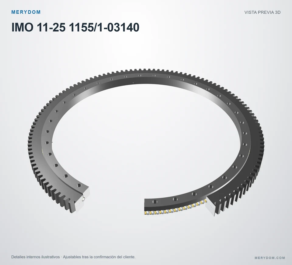 Vista previa del modelo 3D de la corona de giro de sustitución MERYDOM para IMO 11-25 1155/1-03140.