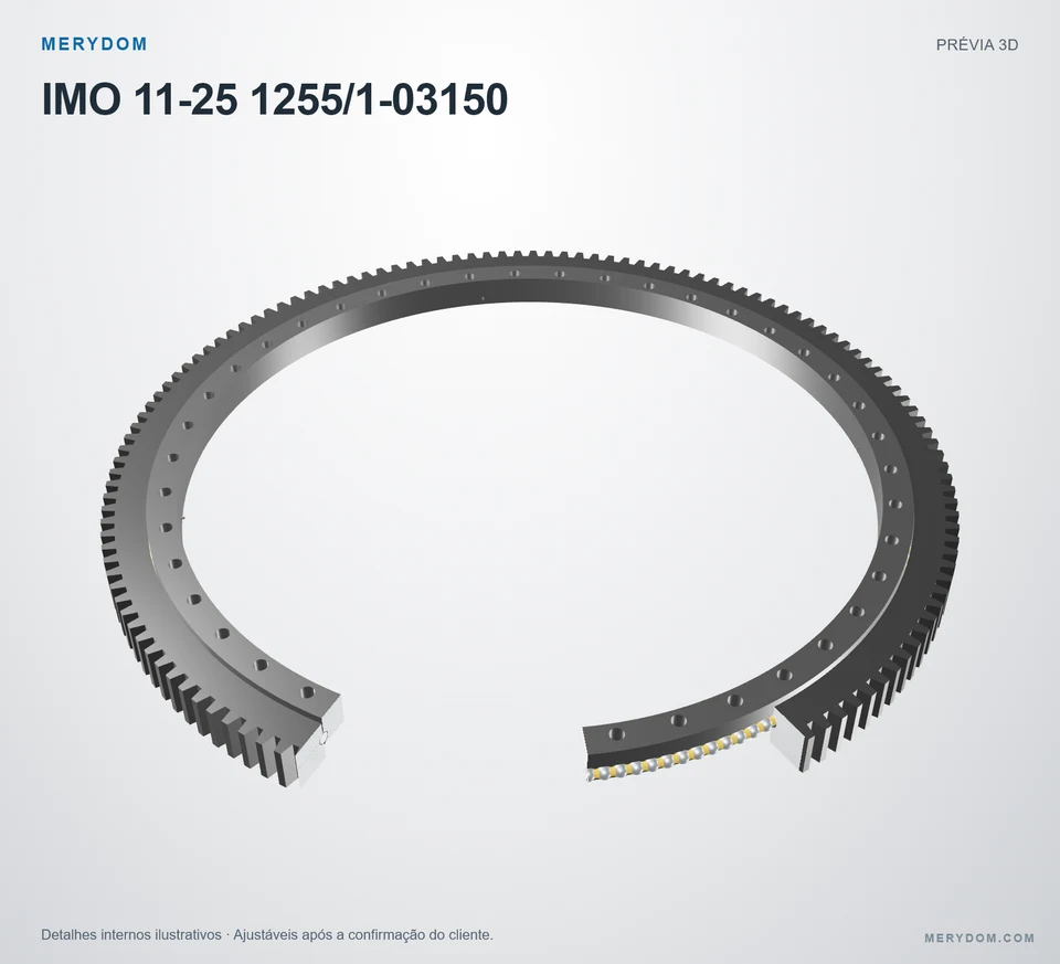 Prévia do modelo 3D do rolamento de giro de substituição MERYDOM para IMO 11-25 1255/1-03150.