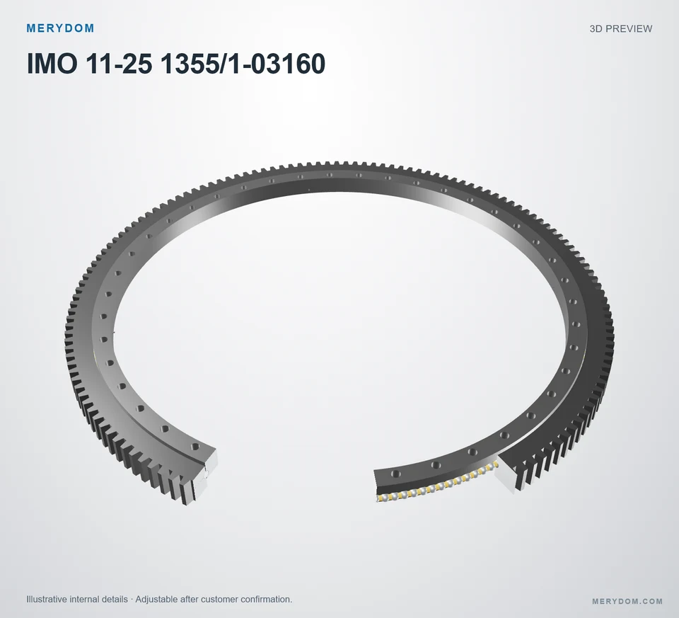 3D model preview of the MERYDOM replacement slewing bearing for IMO 11-25 1355/1-03160.