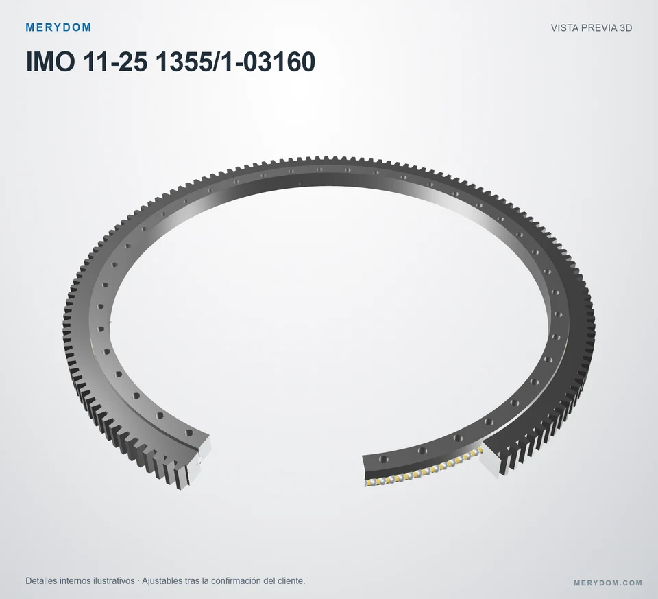 Vista previa del modelo 3D de la corona de giro de sustitución MERYDOM para IMO 11-25 1355/1-03160.