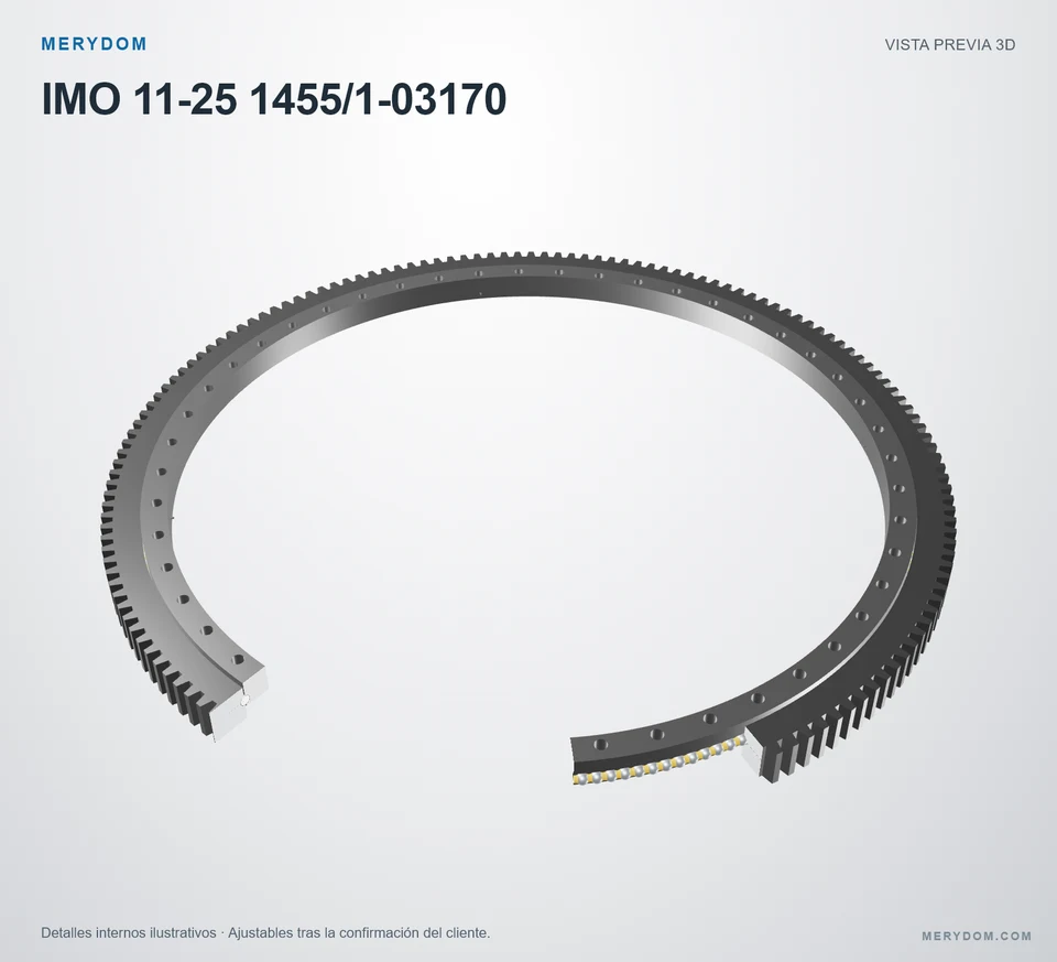 Vista previa del modelo 3D de la corona de giro de sustitución MERYDOM para IMO 11-25 1455/1-03170.