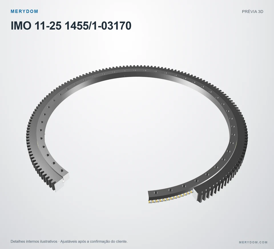 Prévia do modelo 3D do rolamento de giro de substituição MERYDOM para IMO 11-25 1455/1-03170.